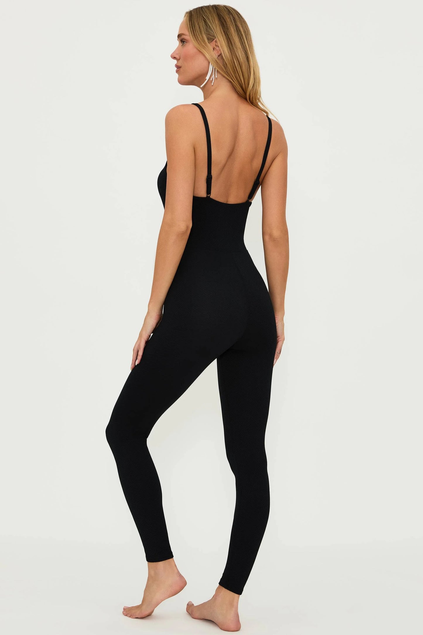 Jewel Waffle Catsuit, Black