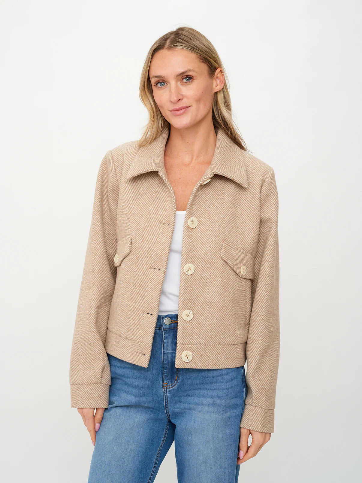 Katrina Herringbone Jacket, Camel