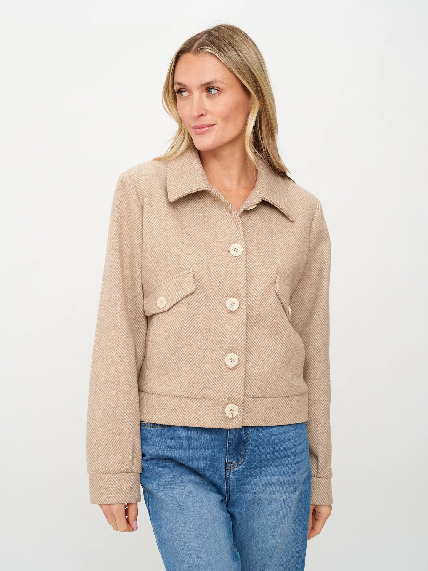 Katrina Herringbone Jacket, Camel