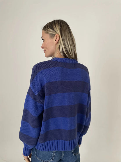 Madison Oversized Striped Sweater Navy