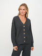 Molly Waffle Cardigan Sweater - Cement