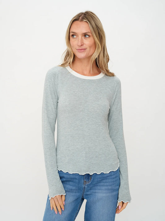 Lea Long Sleeve Layered Tee - Heather Grey