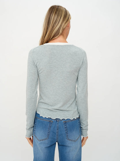 Lea Long Sleeve Layered Tee - Heather Grey