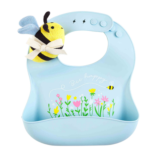 Bee & Flowers Bib/Rattle Set