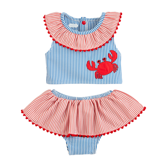 Girl's Seersucker Crab Swimsuit