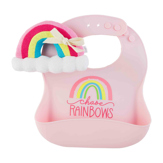 Rainbow Bib/Rattle Set